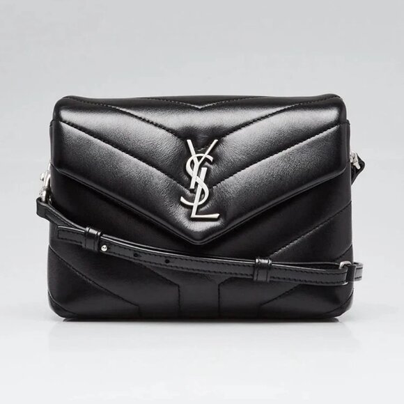 Yves Saint Laurent Black Chevron Quilted Leather Toy LouLou Shoulder Bag - Picture 1 of 12